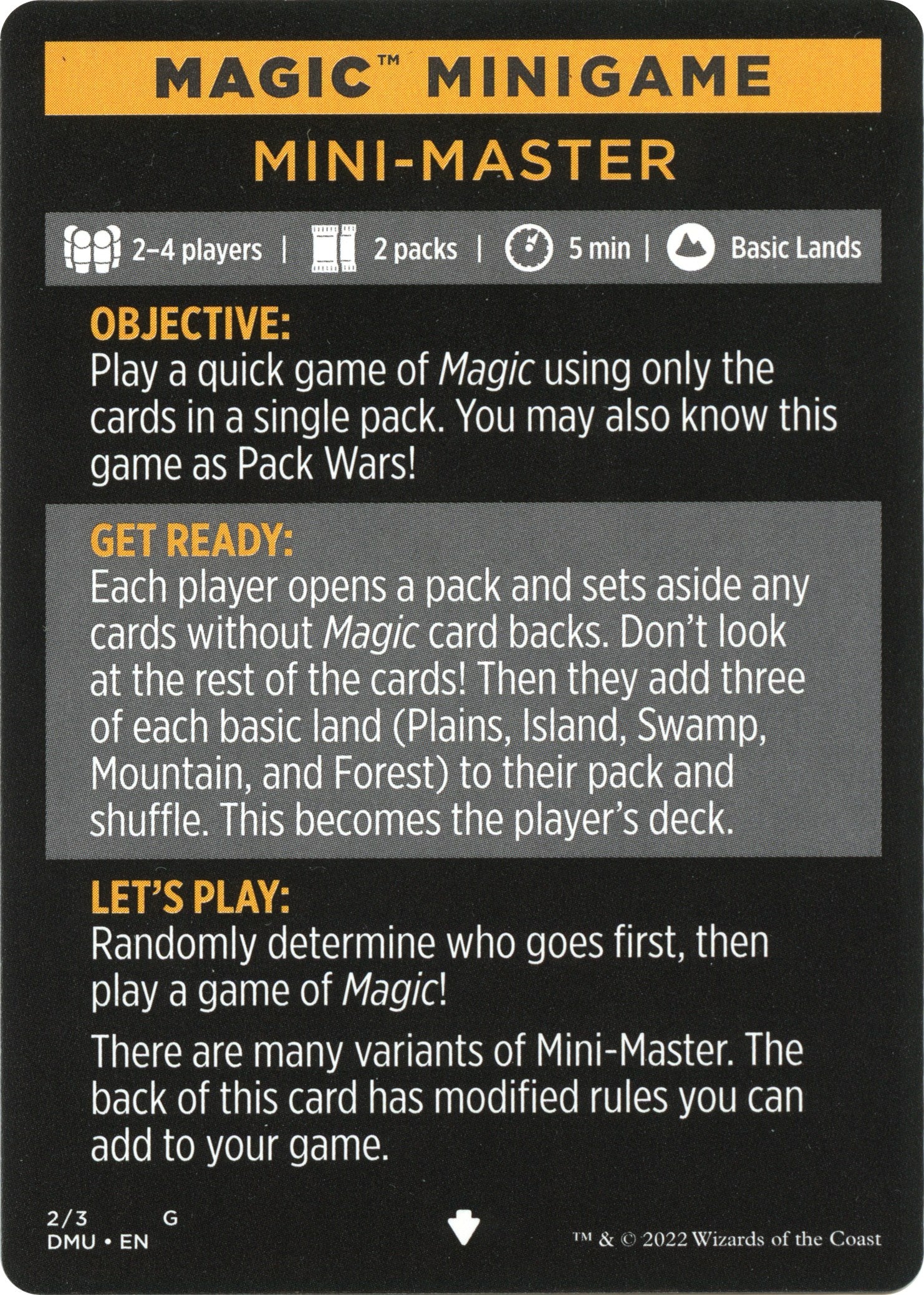 Mini-Master (Magic Minigame) [Dominaria United Minigame] | Good Games Cannington