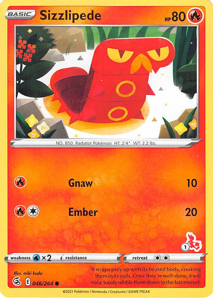 Sizzlipede (046/264) (Cinderace Stamp #1) [Battle Academy 2022] | Good Games Cannington