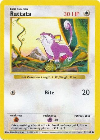 Rattata (61/102) [Base Set Shadowless Unlimited] | Good Games Cannington