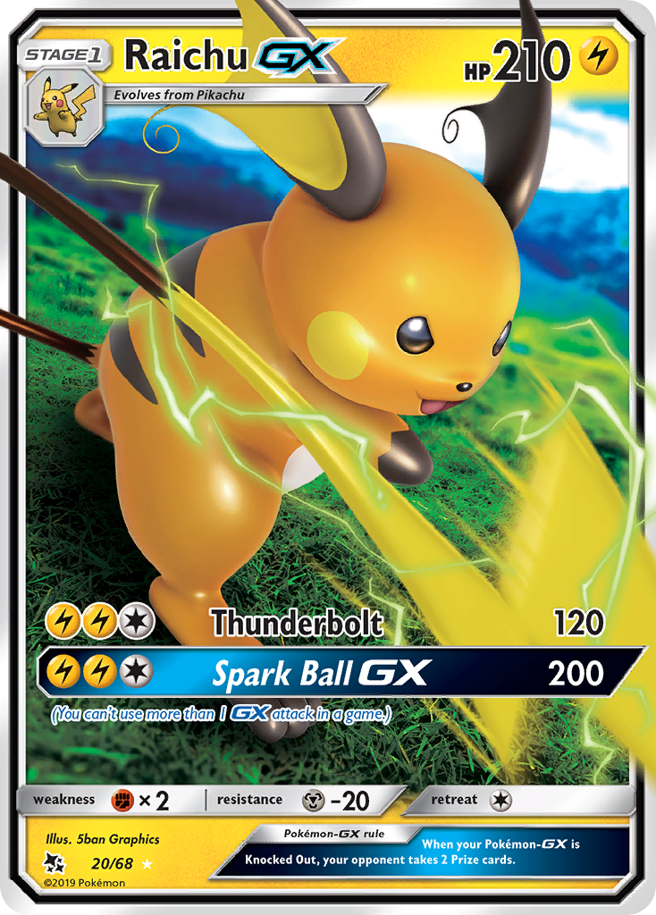 Raichu GX (20/68) [Sun & Moon: Hidden Fates] | Good Games Cannington