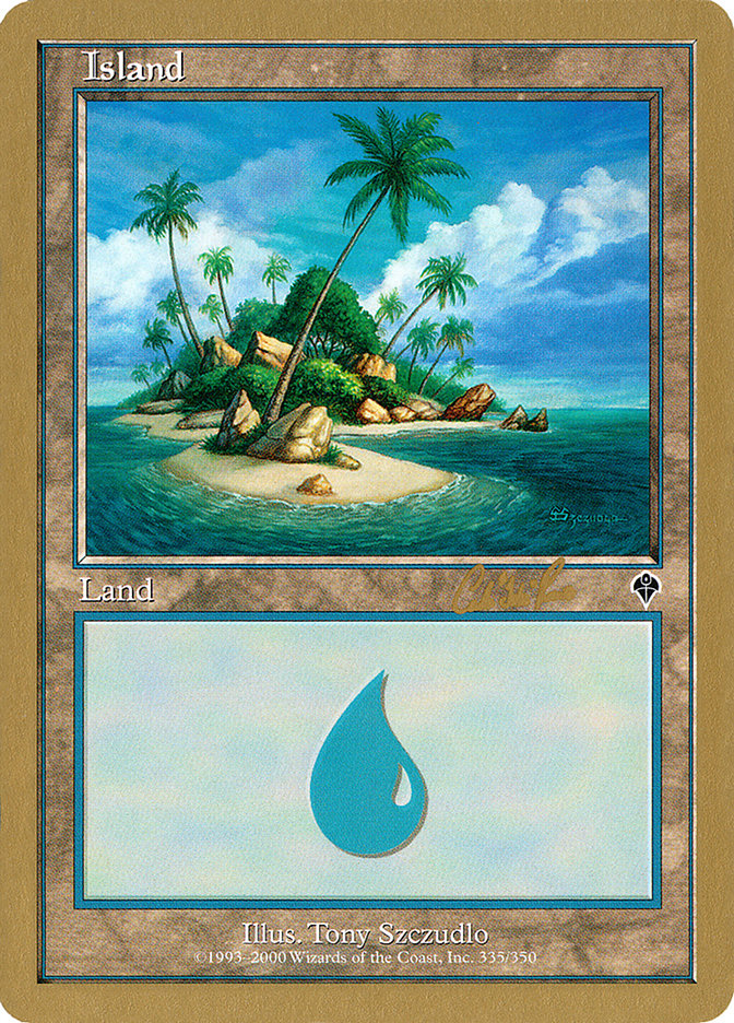 Island (cr335a) (Carlos Romao) [World Championship Decks 2002] | Good Games Cannington