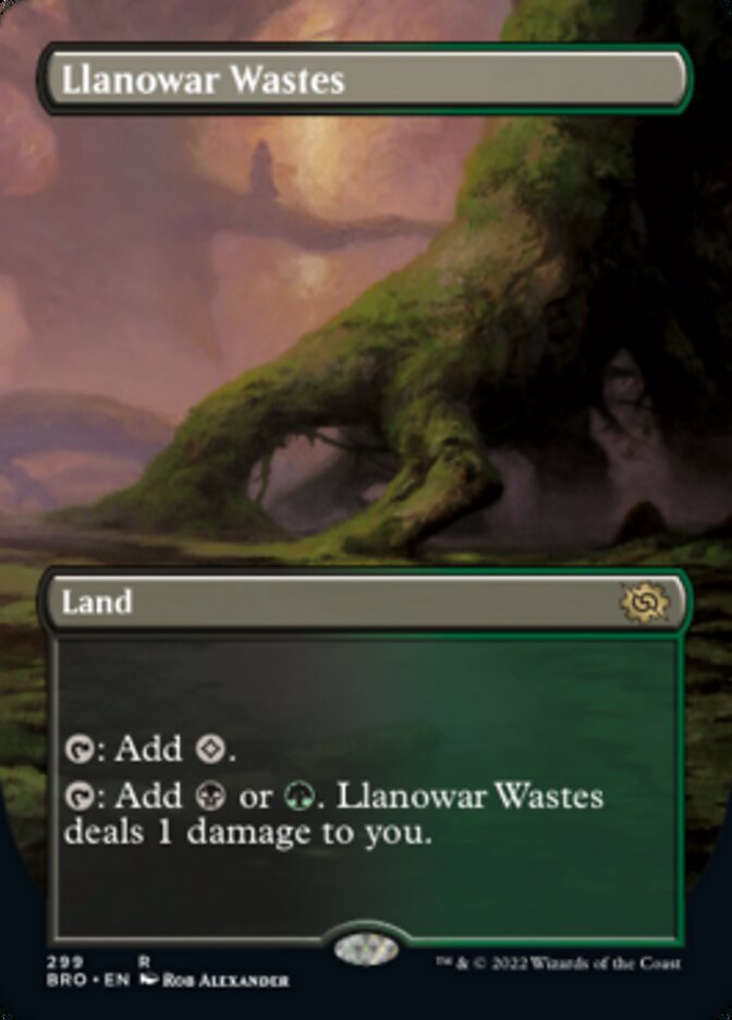 Llanowar Wastes (Borderless Alternate Art) [The Brothers' War] | Good Games Cannington