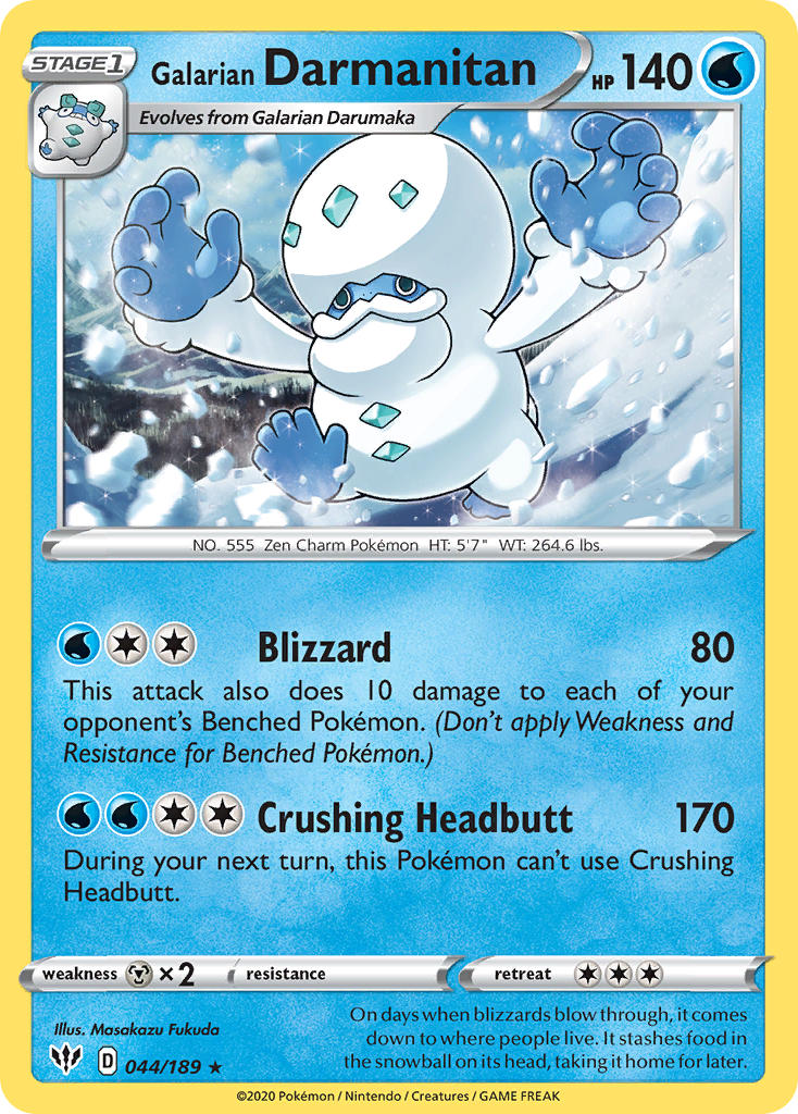 Galarian Darmanitan (044/189) (Cracked Ice Holo) (Theme Deck Exclusive) [Sword & Shield: Darkness Ablaze] | Good Games Cannington