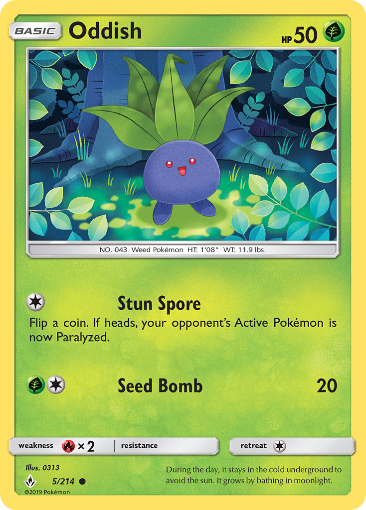 Oddish (5/214) [Sun & Moon: Unbroken Bonds] | Good Games Cannington