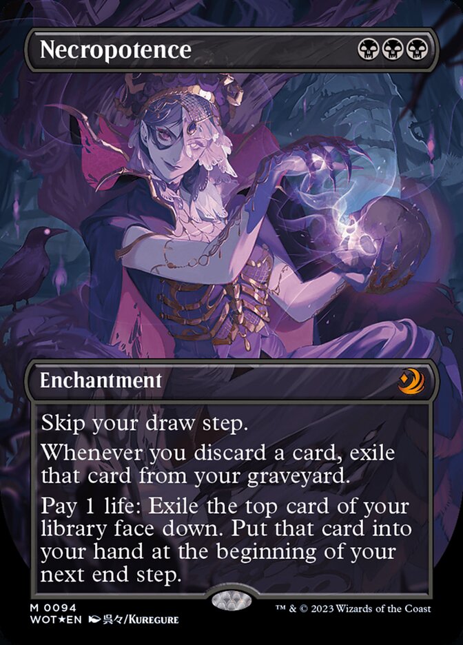 Necropotence (Anime Borderless) (Confetti Foil) [Wilds of Eldraine: Enchanting Tales] | Good Games Cannington