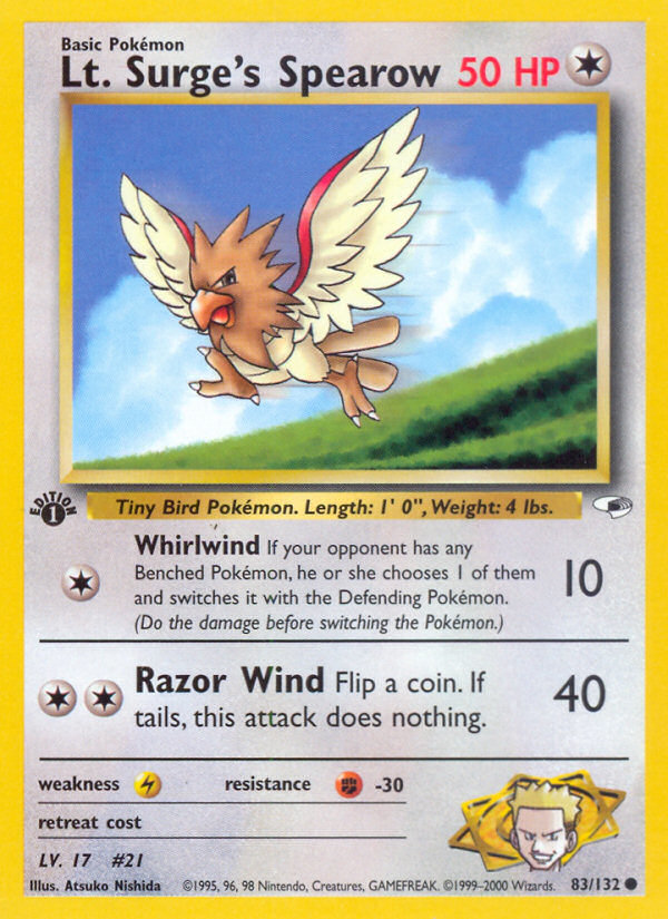 Lt. Surge's Spearow (83/132) [Gym Heroes 1st Edition] | Good Games Cannington