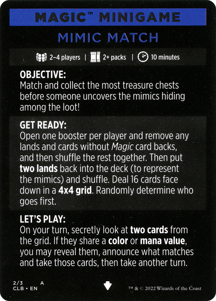Mimic Match (Magic Minigame) [Commander Legends: Battle for Baldur's Gate Minigame] | Good Games Cannington