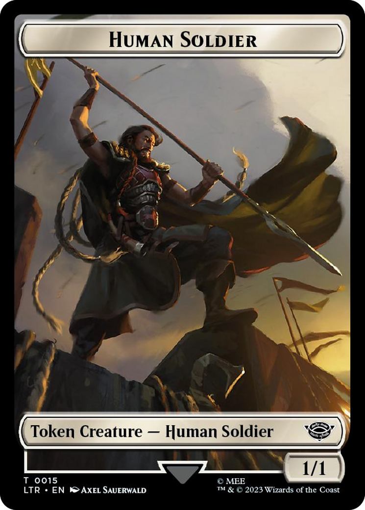 Human Soldier (0015) // Food (0024) Double-Sided Token (Surge Foil) [The Lord of the Rings: Tales of Middle-Earth Tokens] | Good Games Cannington