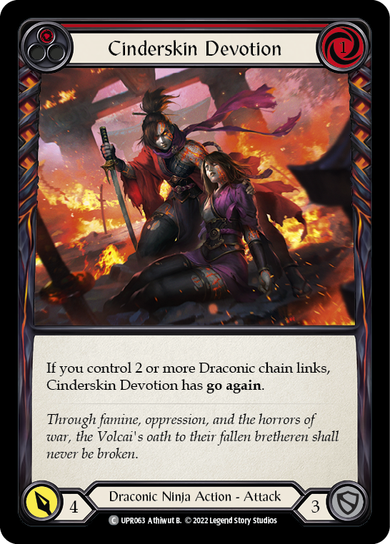 Cinderskin Devotion (Red) [UPR063] (Uprising)  Rainbow Foil | Good Games Cannington