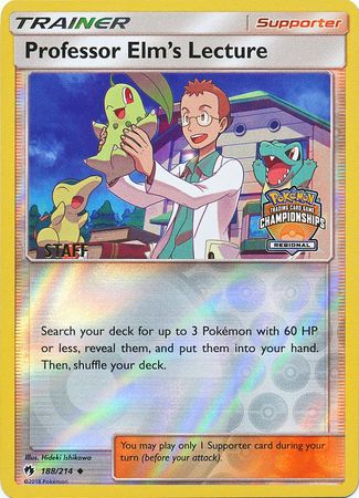 Professor Elm's Lecture (188/214) (Regional Championship Promo Staff) [Sun & Moon: Lost Thunder] | Good Games Cannington