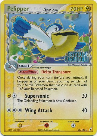 Pelipper (26/100) (Delta Species) (Stamped) [EX: Crystal Guardians] | Good Games Cannington