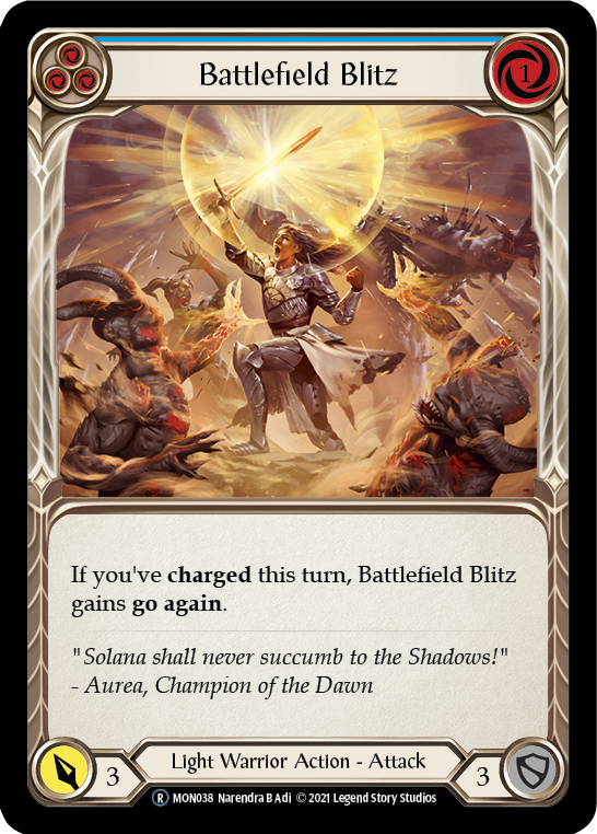 Battlefield Blitz (Blue) [U-MON038-RF] Unlimited Rainbow Foil | Good Games Cannington