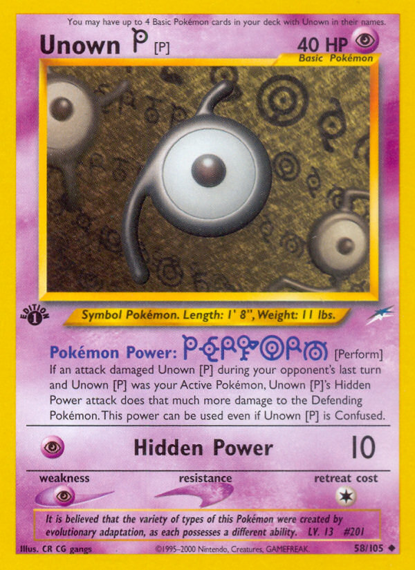Unown [P] (58/105) [Neo Destiny 1st Edition] | Good Games Cannington