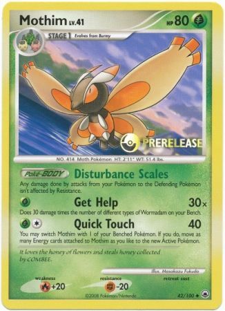 Mothim (42/100) (Prerelease Promo) [Diamond & Pearl: Black Star Promos] | Good Games Cannington