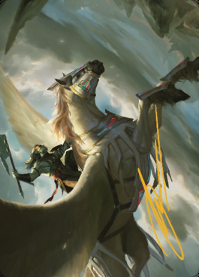 Cleaving Skyrider Art Card (Gold-Stamped Signature) [Dominaria United Art Series] | Good Games Cannington