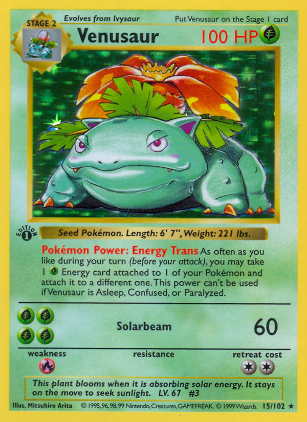 Venusaur (15/102) (Shadowless) [Base Set 1st Edition] | Good Games Cannington