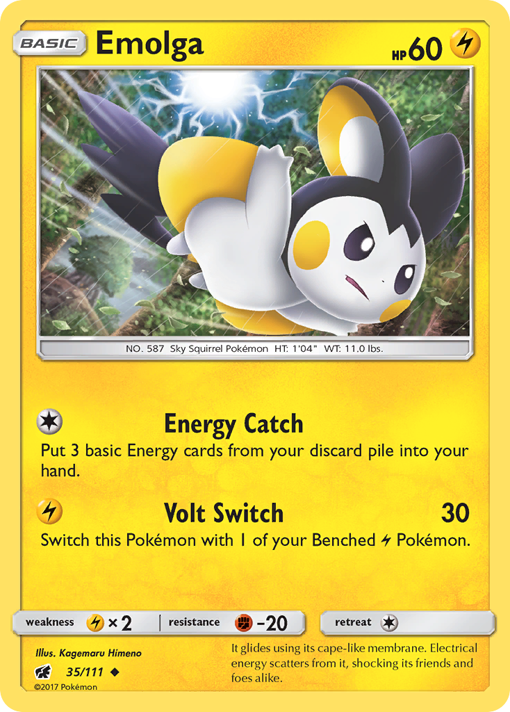 Emolga (35/111) [Sun & Moon: Crimson Invasion] | Good Games Cannington