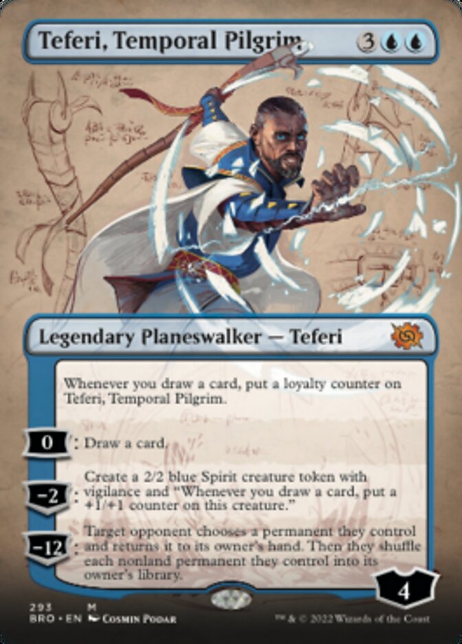 Teferi, Temporal Pilgrim (Borderless Alternate Art) [The Brothers' War] | Good Games Cannington