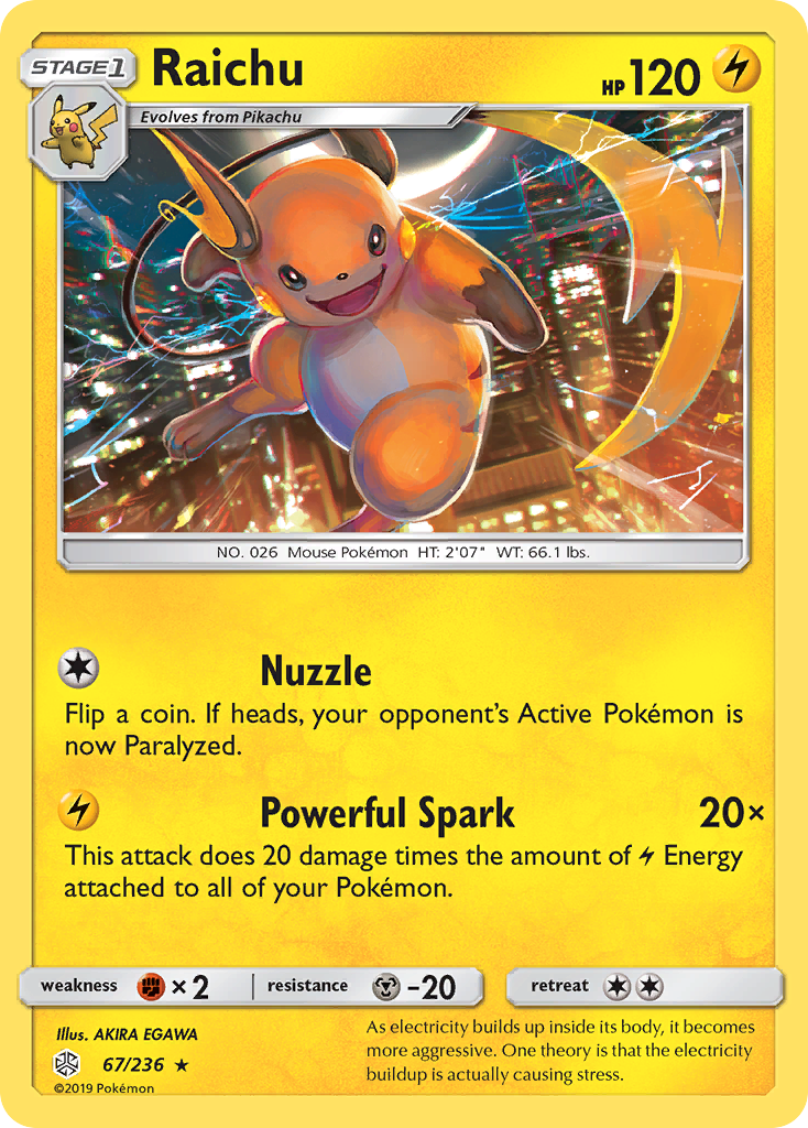 Raichu (67/236) [Sun & Moon: Cosmic Eclipse] | Good Games Cannington