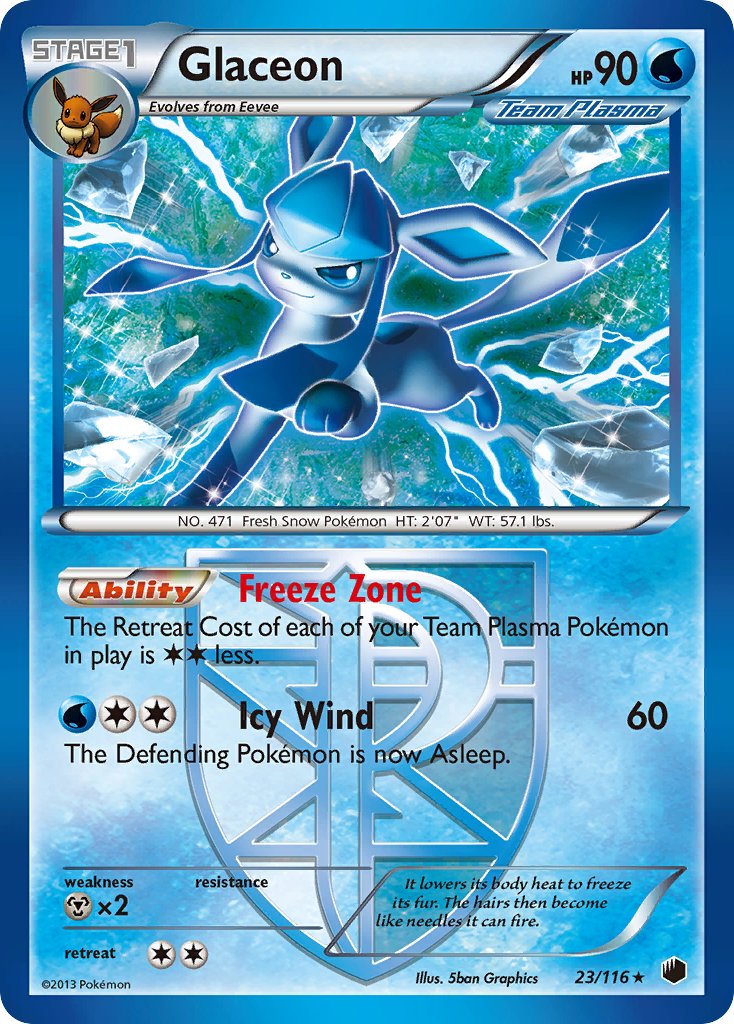 Glaceon (23/116) (Theme Deck Exclusive) [Black & White: Plasma Freeze] | Good Games Cannington