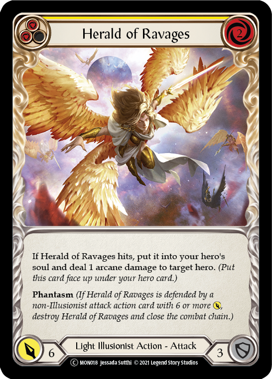 Herald of Ravages (Yellow) [U-MON018-RF] Unlimited Rainbow Foil | Good Games Cannington