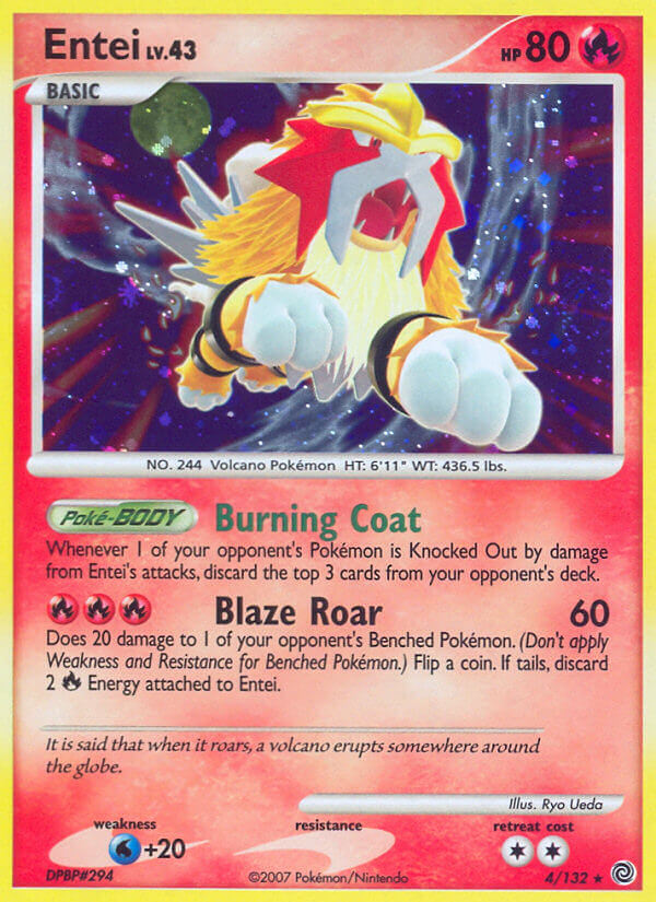 Entei (4/132) (Cracked Ice Holo) [Diamond & Pearl: Secret Wonders] | Good Games Cannington