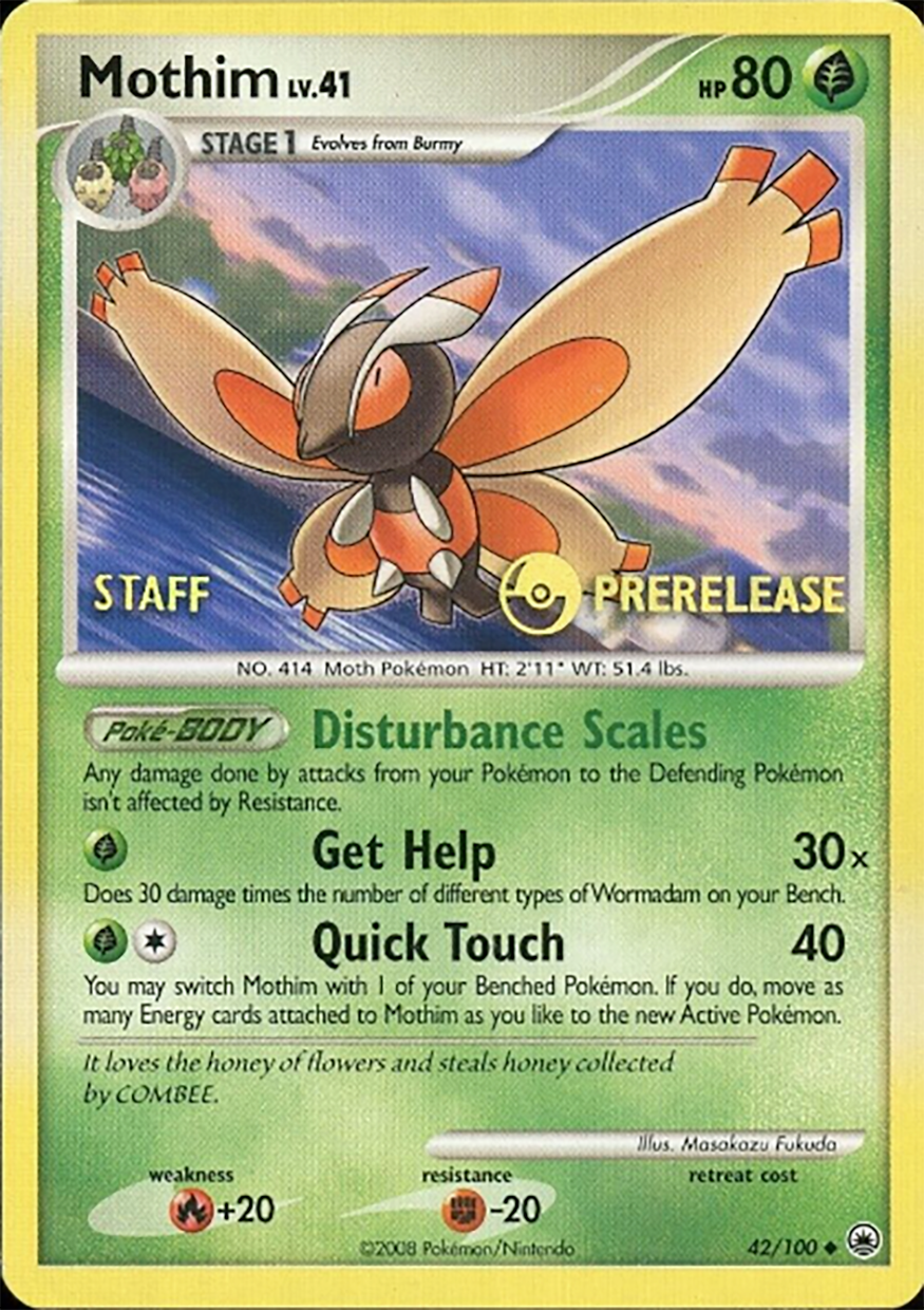 Mothim (42/100) (Staff Prerelease Promo) [Diamond & Pearl: Majestic Dawn] | Good Games Cannington