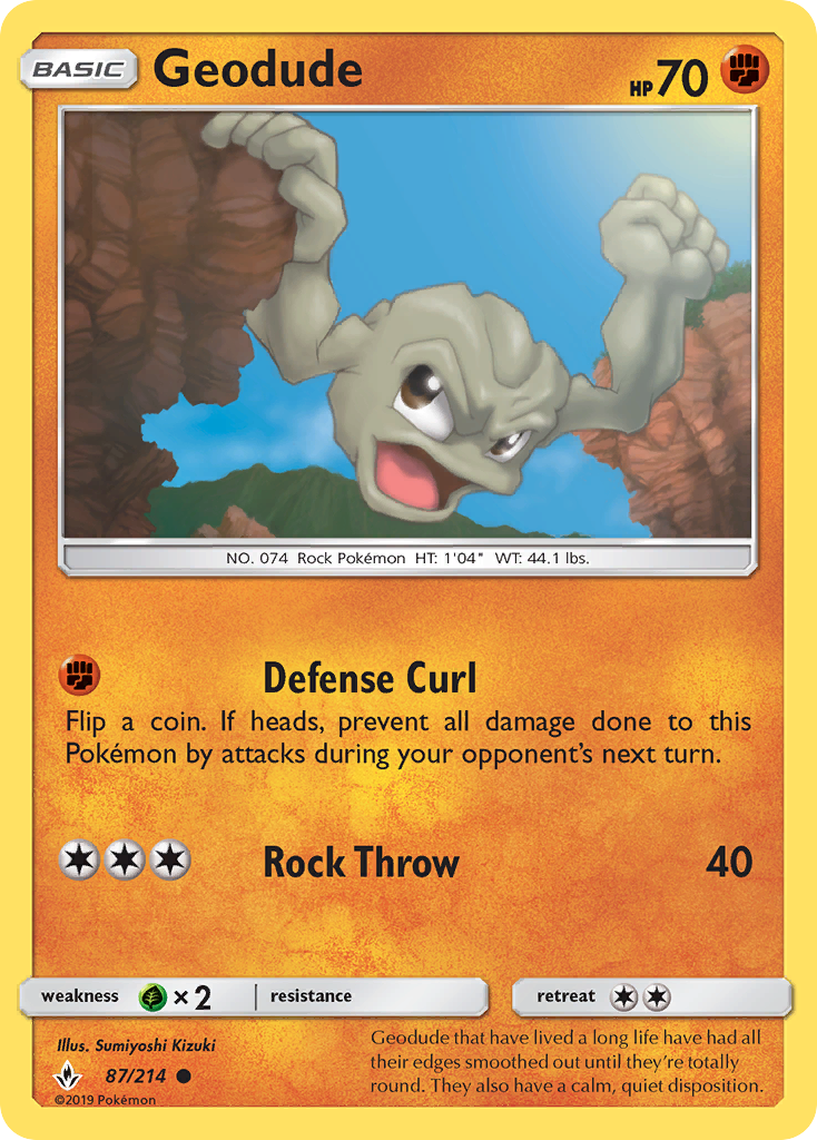 Geodude (87/214) [Sun & Moon: Unbroken Bonds] | Good Games Cannington