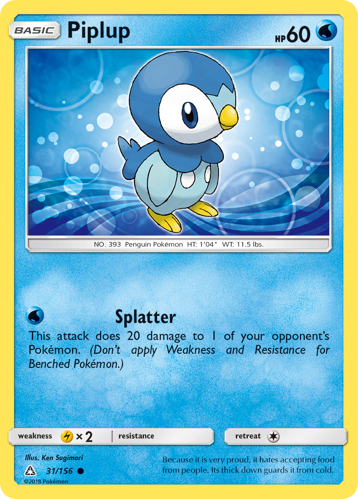 Piplup (31/156) [Sun & Moon: Ultra Prism] | Good Games Cannington