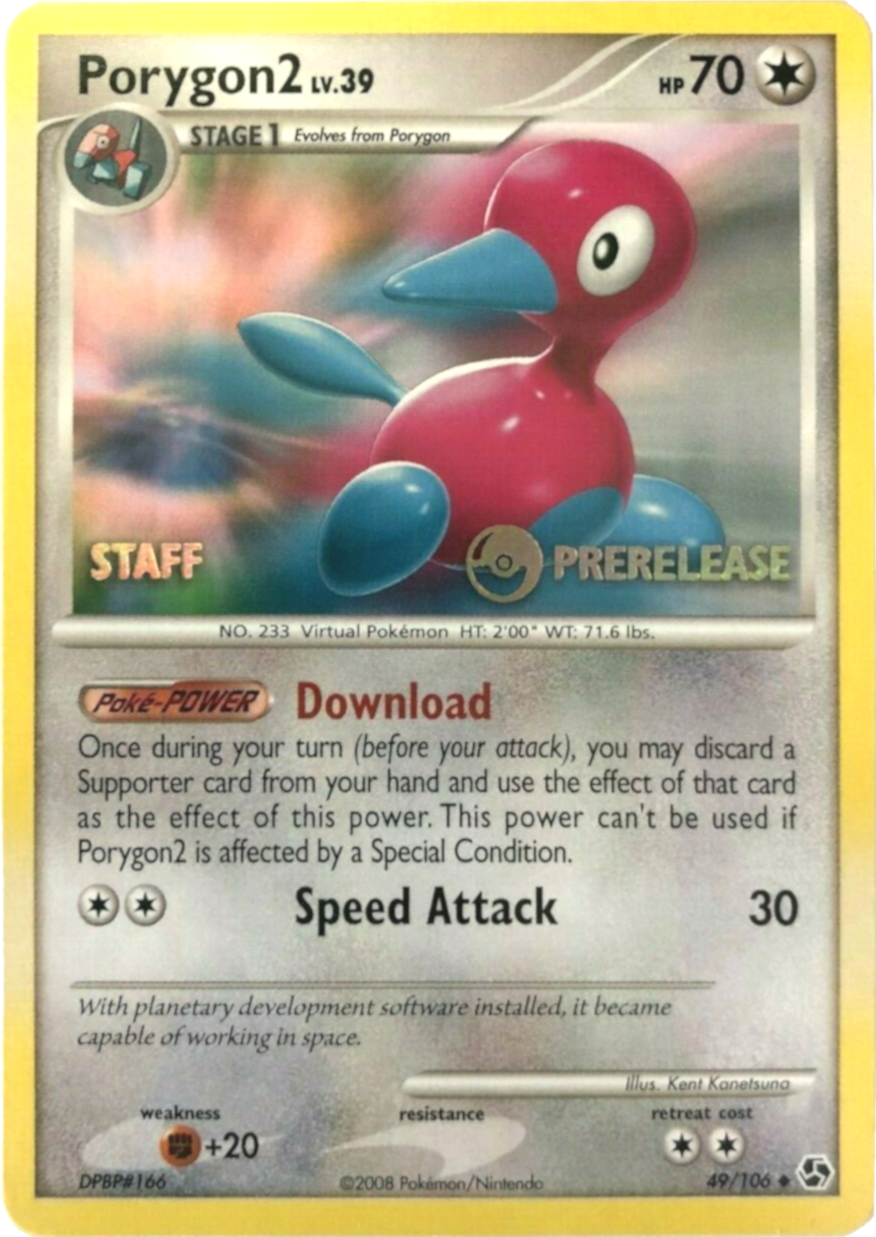 Porygon2 (49/106) (Staff Prerelease Promo) [Diamond & Pearl: Black Star Promos] | Good Games Cannington