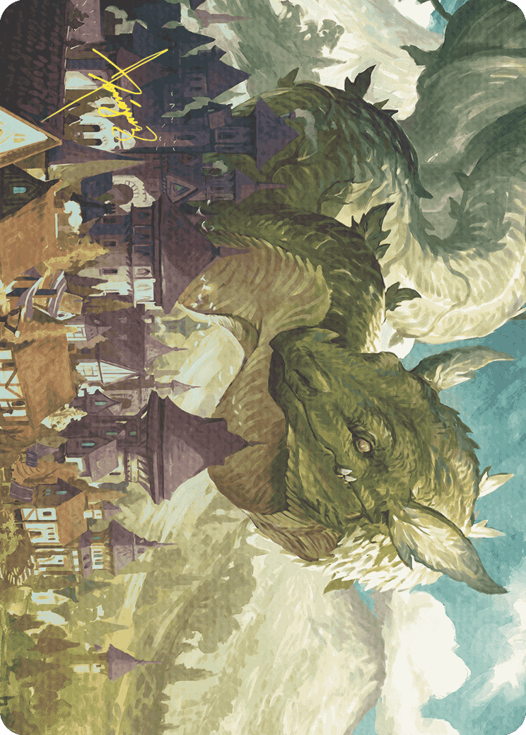 Beanstalk Wurm Art Card (Gold-Stamped Signature) [Wilds of Eldraine Art Series] | Good Games Cannington
