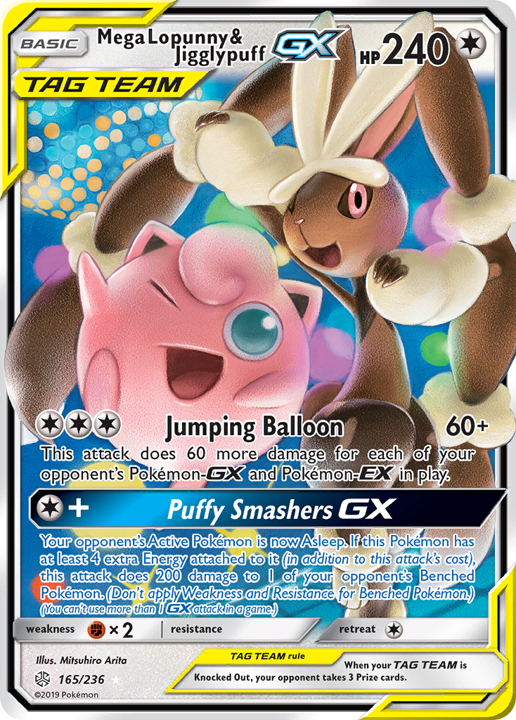 Mega Lopunny & Jigglypuff GX (165/236) [Sun & Moon: Cosmic Eclipse] | Good Games Cannington