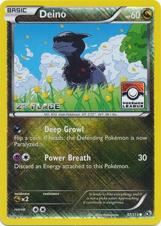 Deino (97/113) (League Promo 2nd Place) [Black & White: Legendary Treasures] | Good Games Cannington