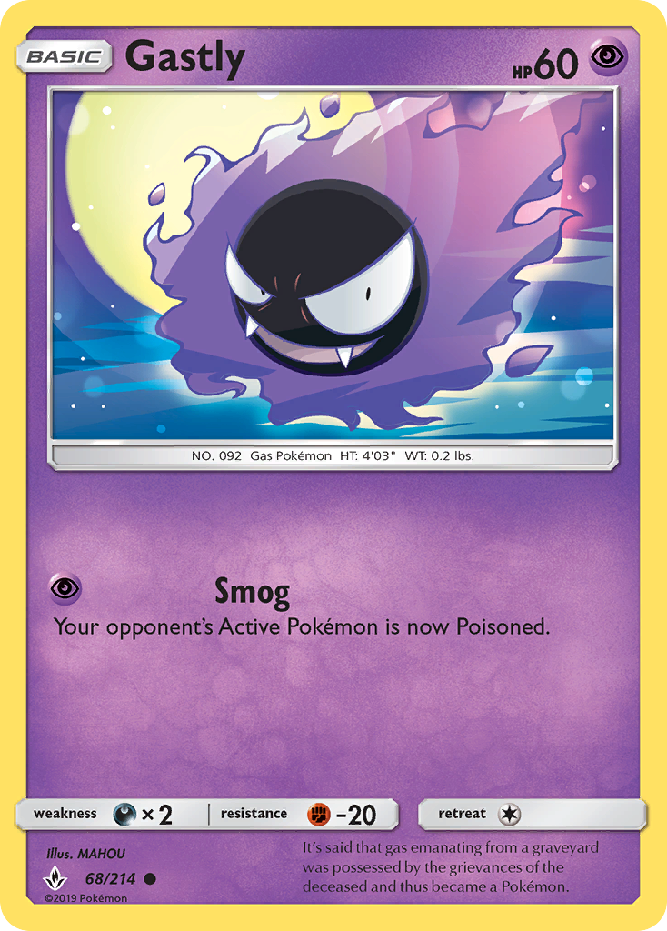Gastly (68/214) [Sun & Moon: Unbroken Bonds] | Good Games Cannington