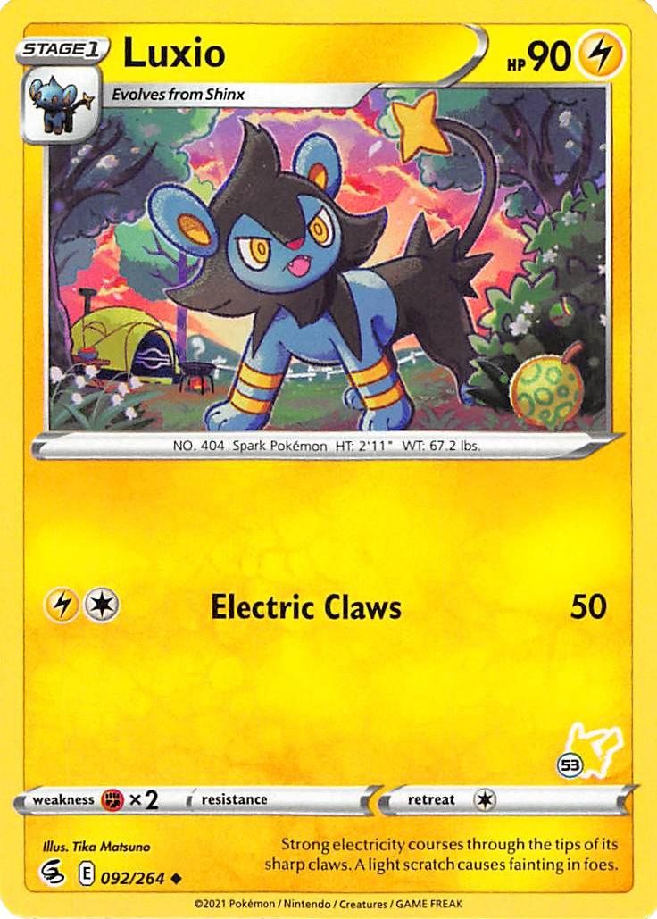 Luxio (092/264) (Pikachu Stamp #53) [Battle Academy 2022] | Good Games Cannington