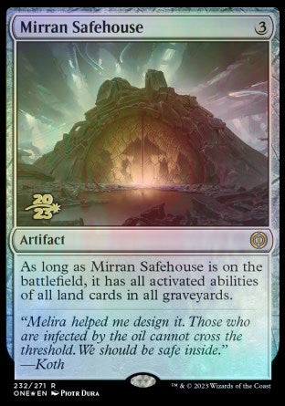 Mirran Safehouse [Phyrexia: All Will Be One Prerelease Promos] | Good Games Cannington