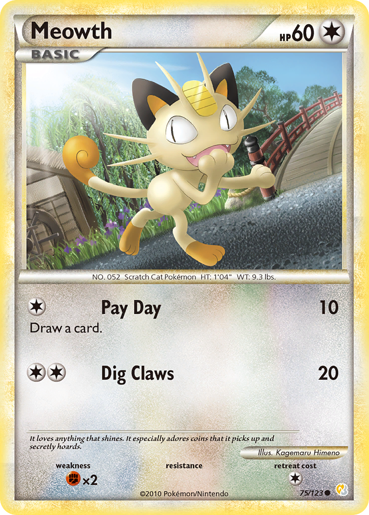 Meowth (75/123) [HeartGold & SoulSilver: Base Set] | Good Games Cannington