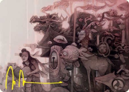 March of Burgeoning Life Art Card (Gold-Stamped Signature) [Kamigawa: Neon Dynasty Art Series] | Good Games Cannington