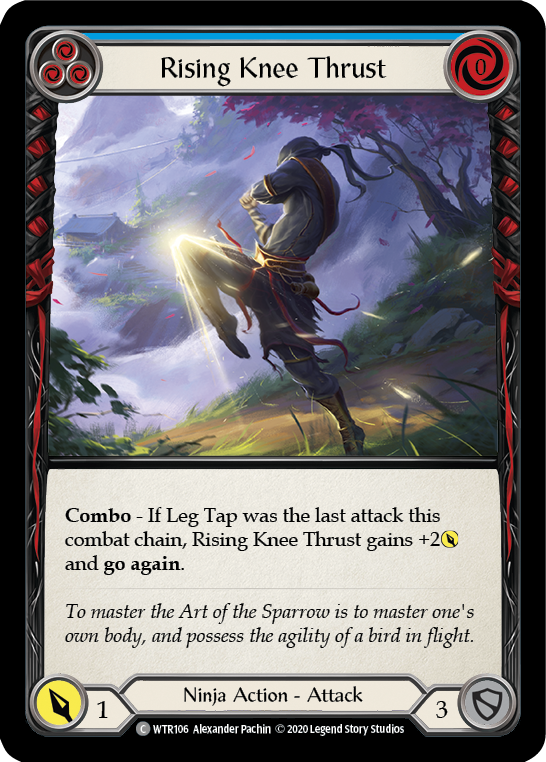 Rising Knee Thrust (Blue) [U-WTR106] (Welcome to Rathe Unlimited)  Unlimited Rainbow Foil | Good Games Cannington