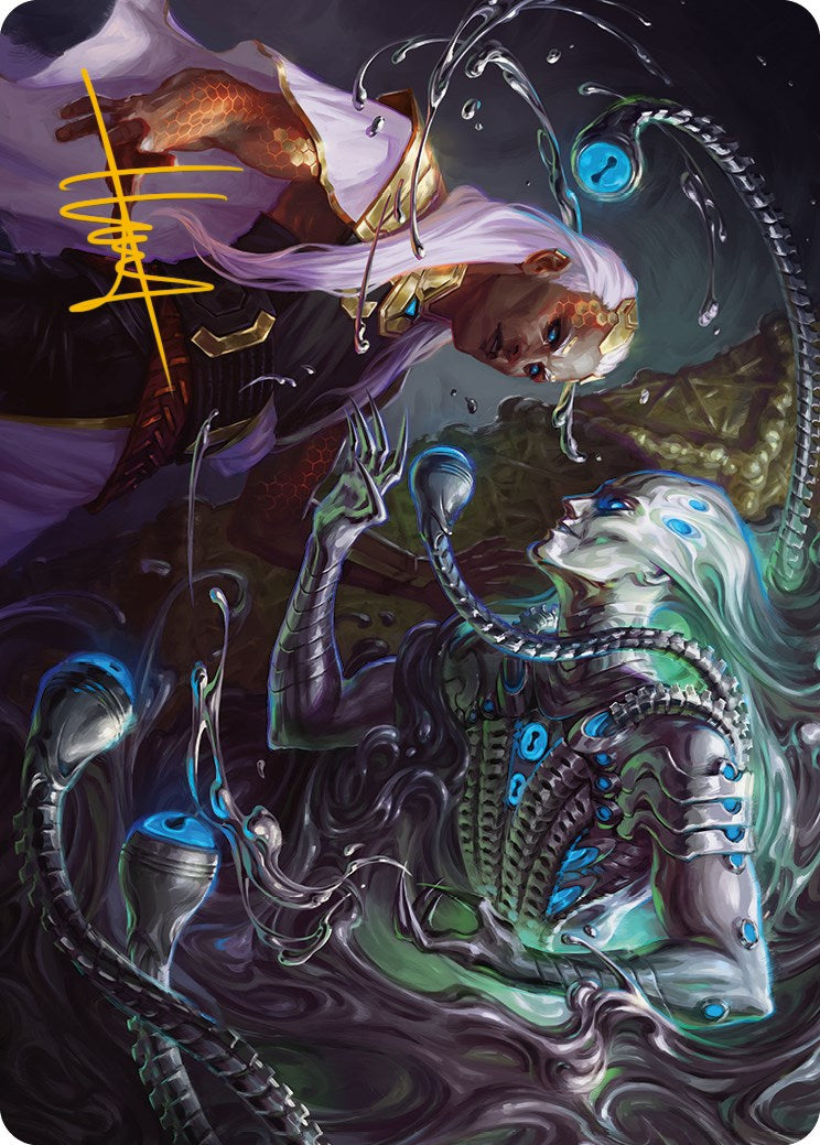 Mirage Mockery Art Card (Gold-Stamped Signature) [Phyrexia: All Will Be One Art Series] | Good Games Cannington