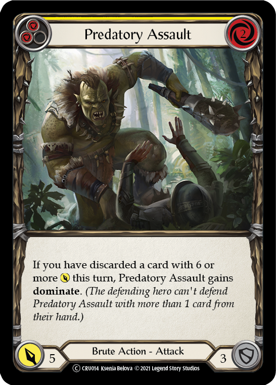 Predatory Assault (Yellow) [U-CRU014-RF] Unlimited Rainbow Foil | Good Games Cannington