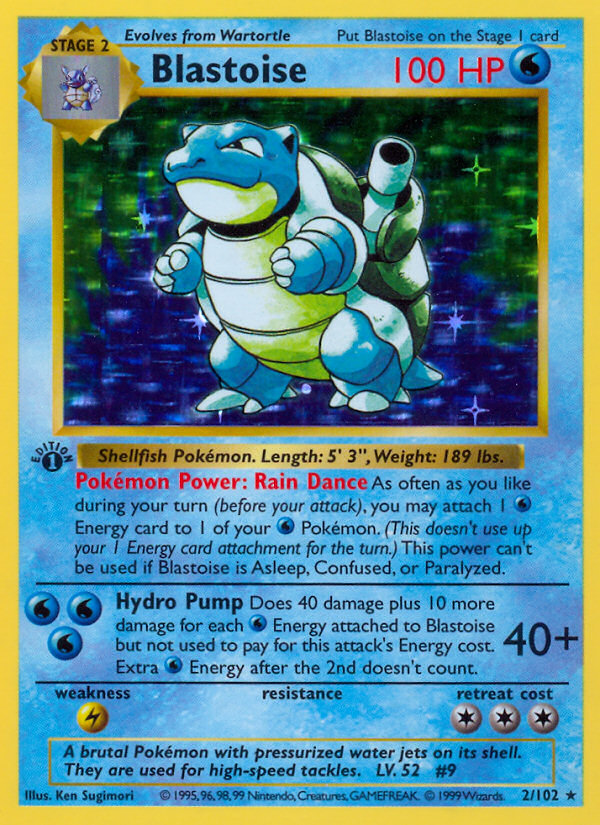 Blastoise (2/102) (Shadowless) [Base Set 1st Edition] | Good Games Cannington