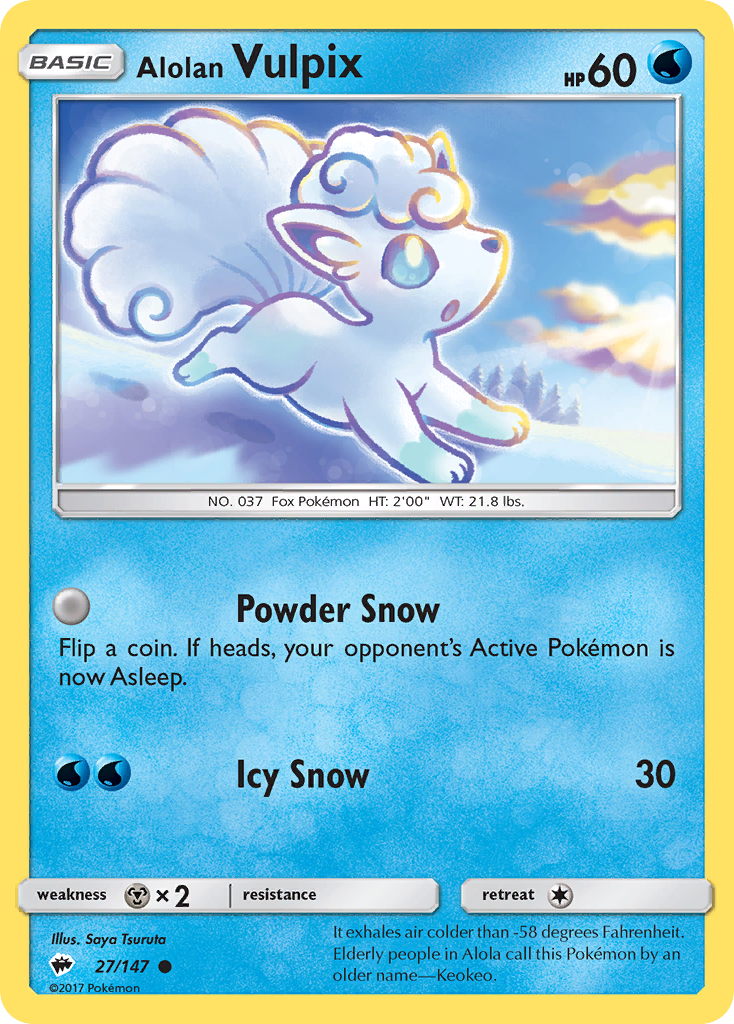 Alolan Vulpix (27/147) [Sun & Moon: Burning Shadows] | Good Games Cannington