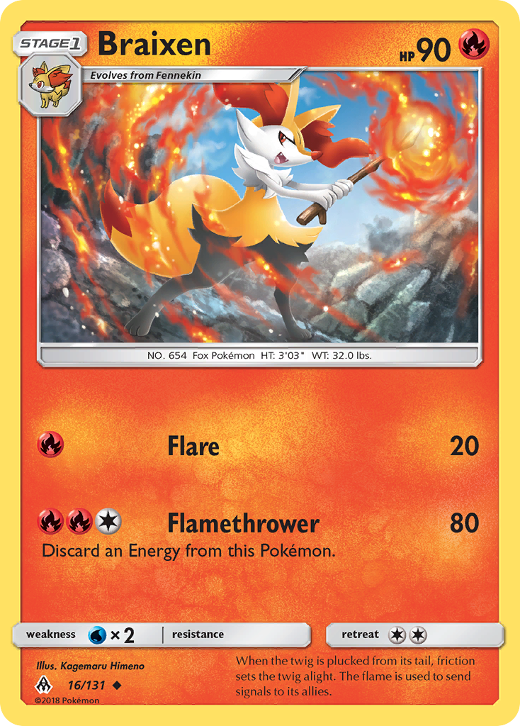 Braixen (16/131) [Sun & Moon: Forbidden Light] | Good Games Cannington