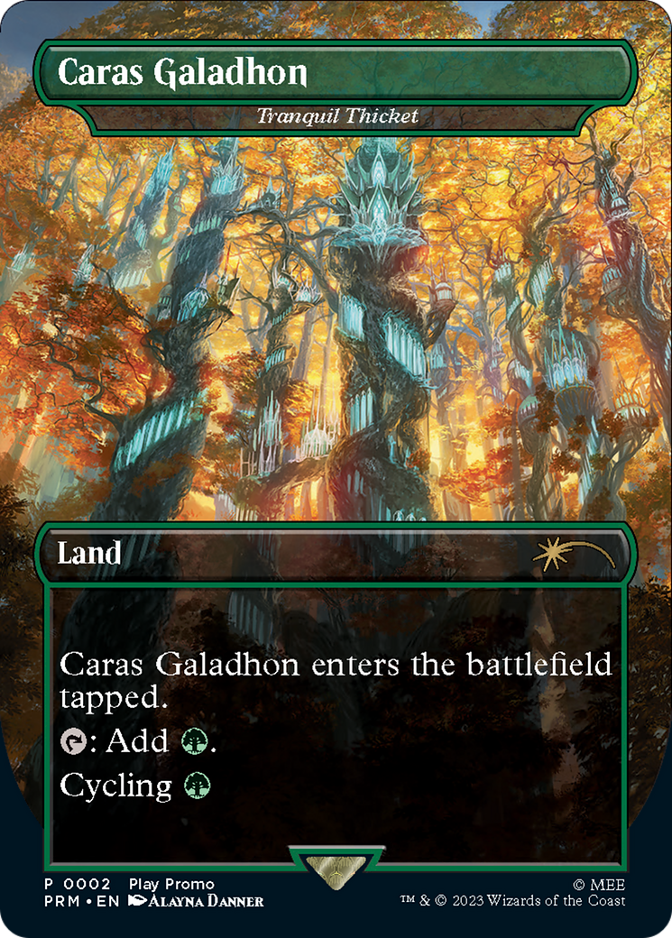 Tranquil Thicket - Caras Galadhon (Borderless) [Wizards Play Network 2023] | Good Games Cannington