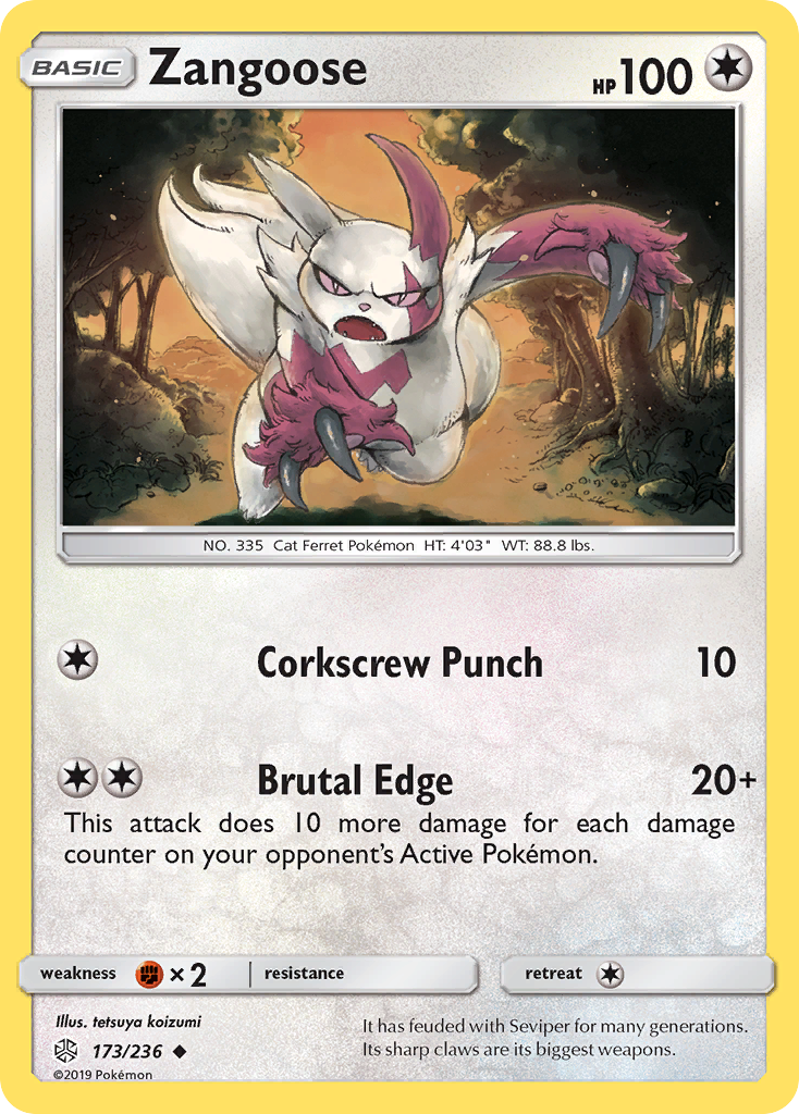 Zangoose (173/236) [Sun & Moon: Cosmic Eclipse] | Good Games Cannington