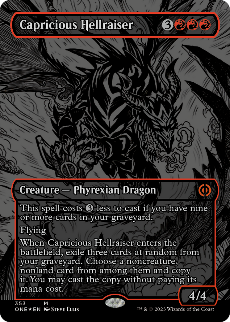 Capricious Hellraiser (Oil Slick Raised Foil) [Phyrexia: All Will Be One] | Good Games Cannington