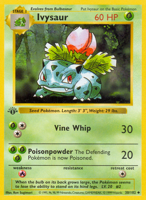 Ivysaur (30/102) (Shadowless) [Base Set 1st Edition] | Good Games Cannington