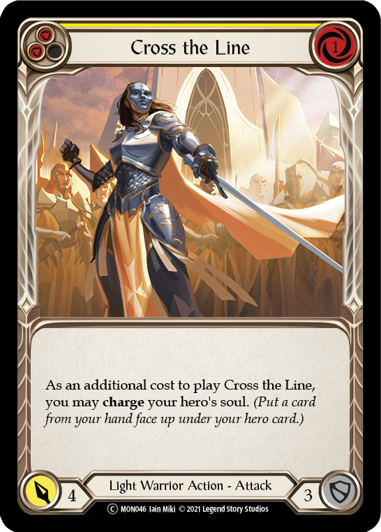 Cross the Line (Yellow) [U-MON046-RF] Unlimited Rainbow Foil | Good Games Cannington