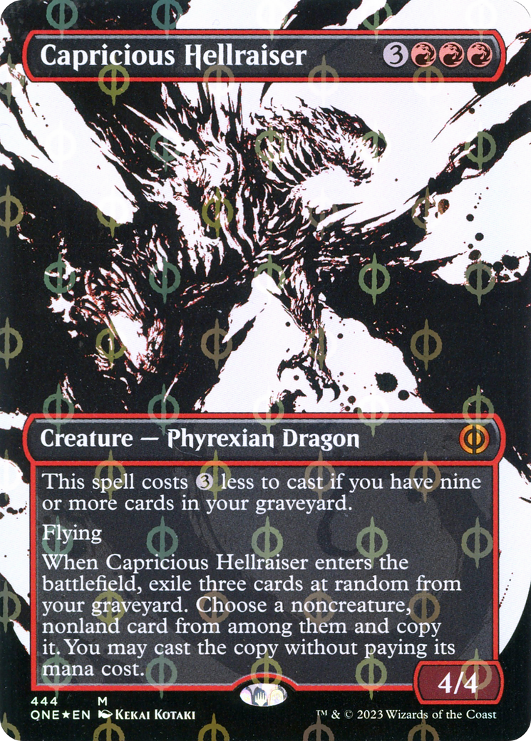 Capricious Hellraiser (Borderless Ichor Step-and-Compleat Foil) [Phyrexia: All Will Be One] | Good Games Cannington
